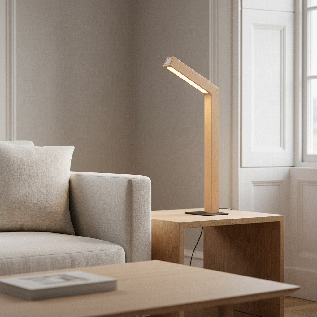 Wooden Nordic LED Table Lamp Rotating Bedside Light – Ouvarex